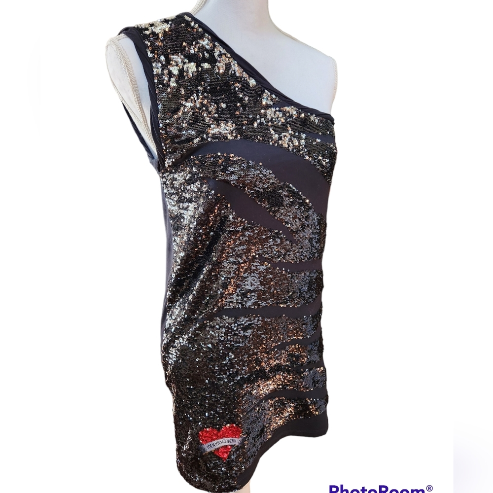 Roberto Cavalli Sequin One shoulder dress